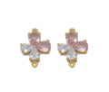 Clear Pink Drop Shape CZ Flower Connector Charm, Sku#LD332