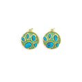 Gold Turquoise Green CZ Paw Print Pendant, Sku#Y799