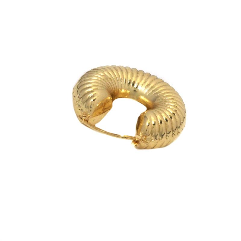 Gold Thick Spiral Hoop Earrings, Sku#LX199C
