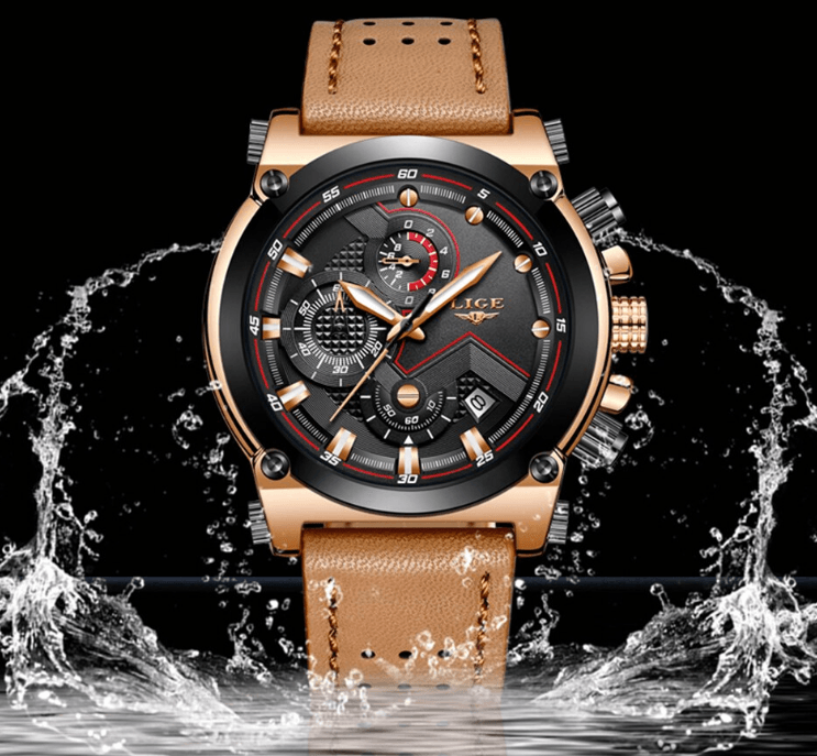 Montre Moderne Étanche pour Homme avec Bracelets en Cuir, Boîtier en Acier Inoxydable, Excellent Look, Cadeau Parfait