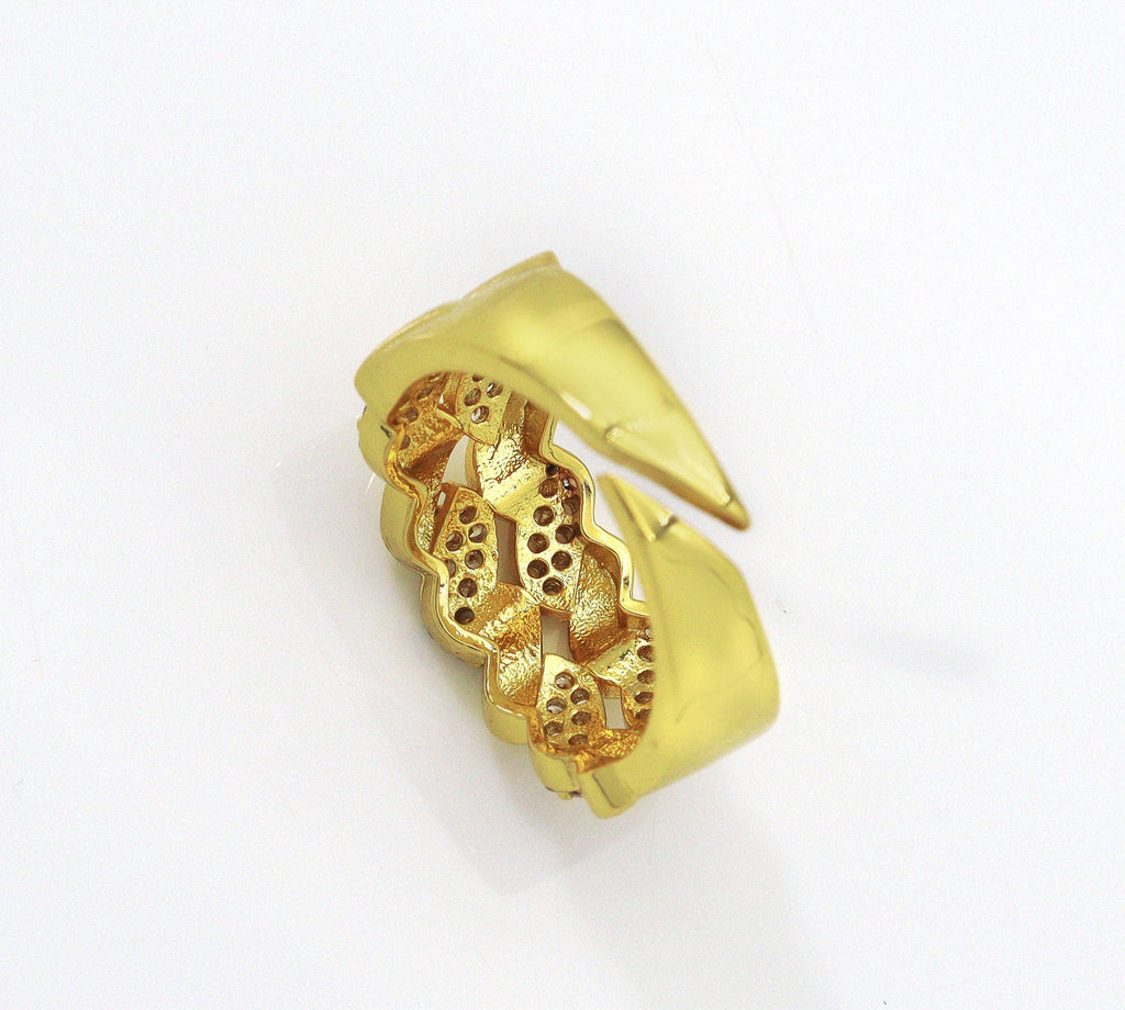 CZ Pave Chunky Chain Link Ring, Sku#B208