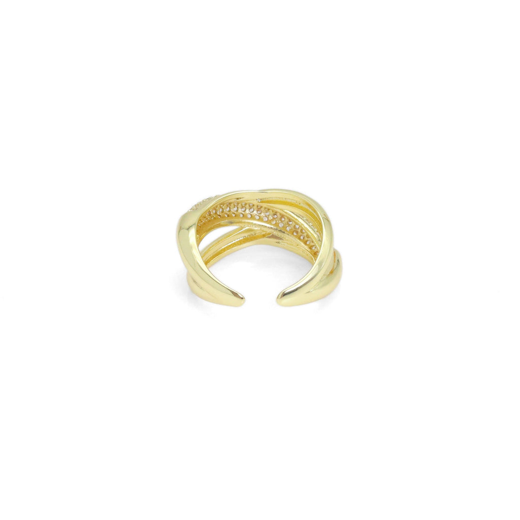 Clear CZ Chunky Cross Adjustable Ring, Sku#Y936