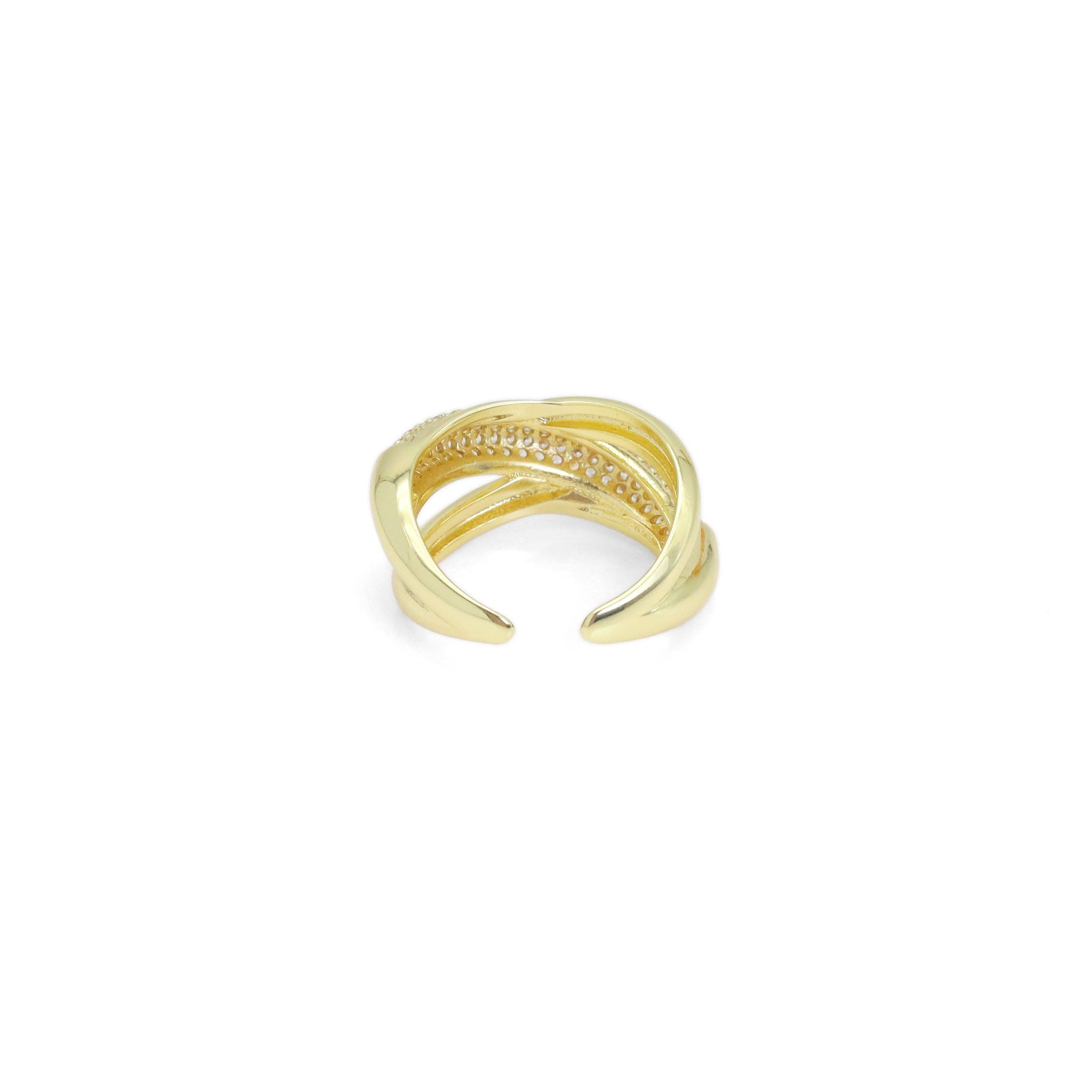 Clear CZ Chunky Cross Adjustable Ring, Sku#Y936