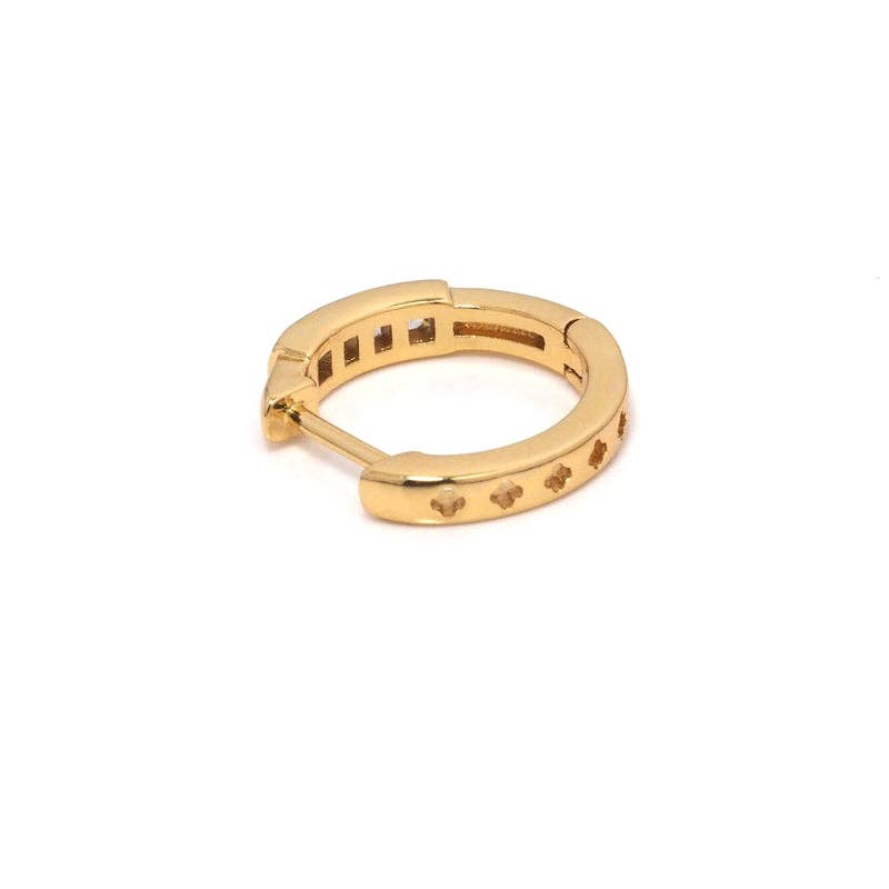 Gold CZ Round Hoop Earrings, Sku#Y776