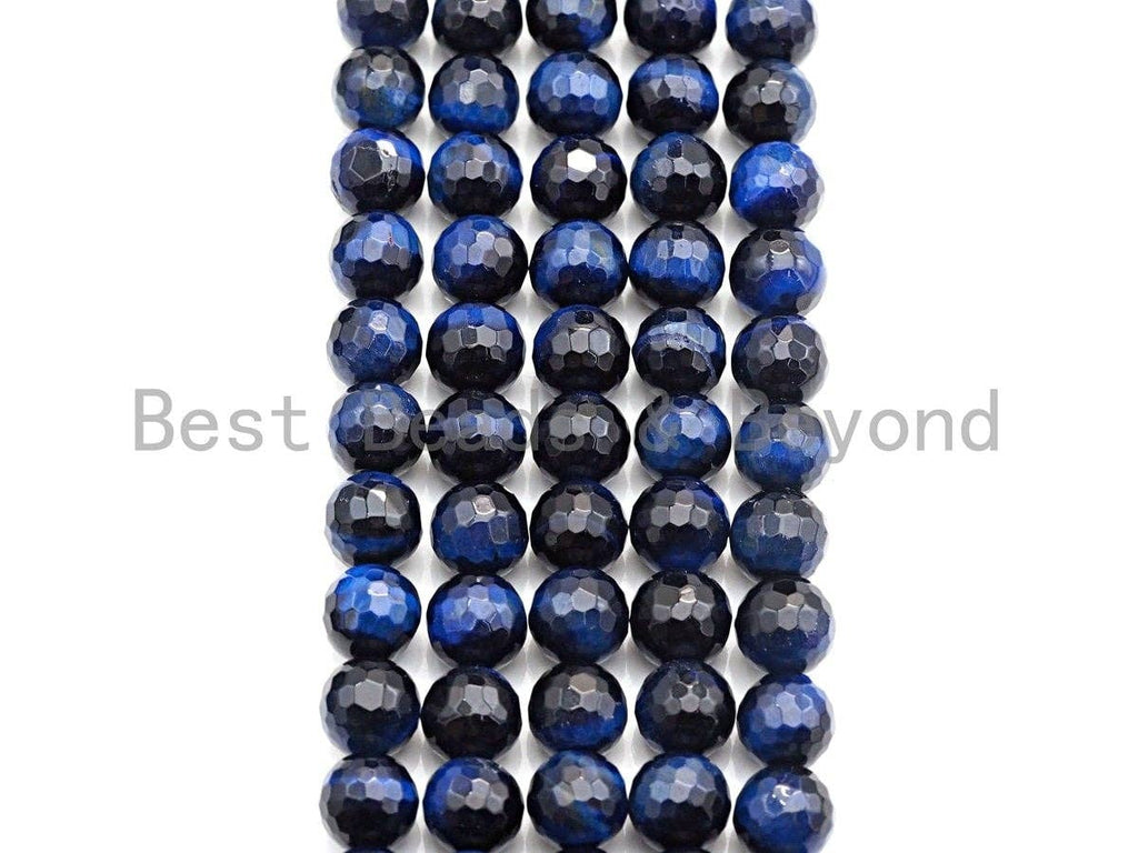 High Quality Natural Tiger Eye Faceted Round Beads, 8mm/10mm/12mm/14mm Round Beads, Blue Tiger Eye Beads, 15inch Full strand, SKU#UA09