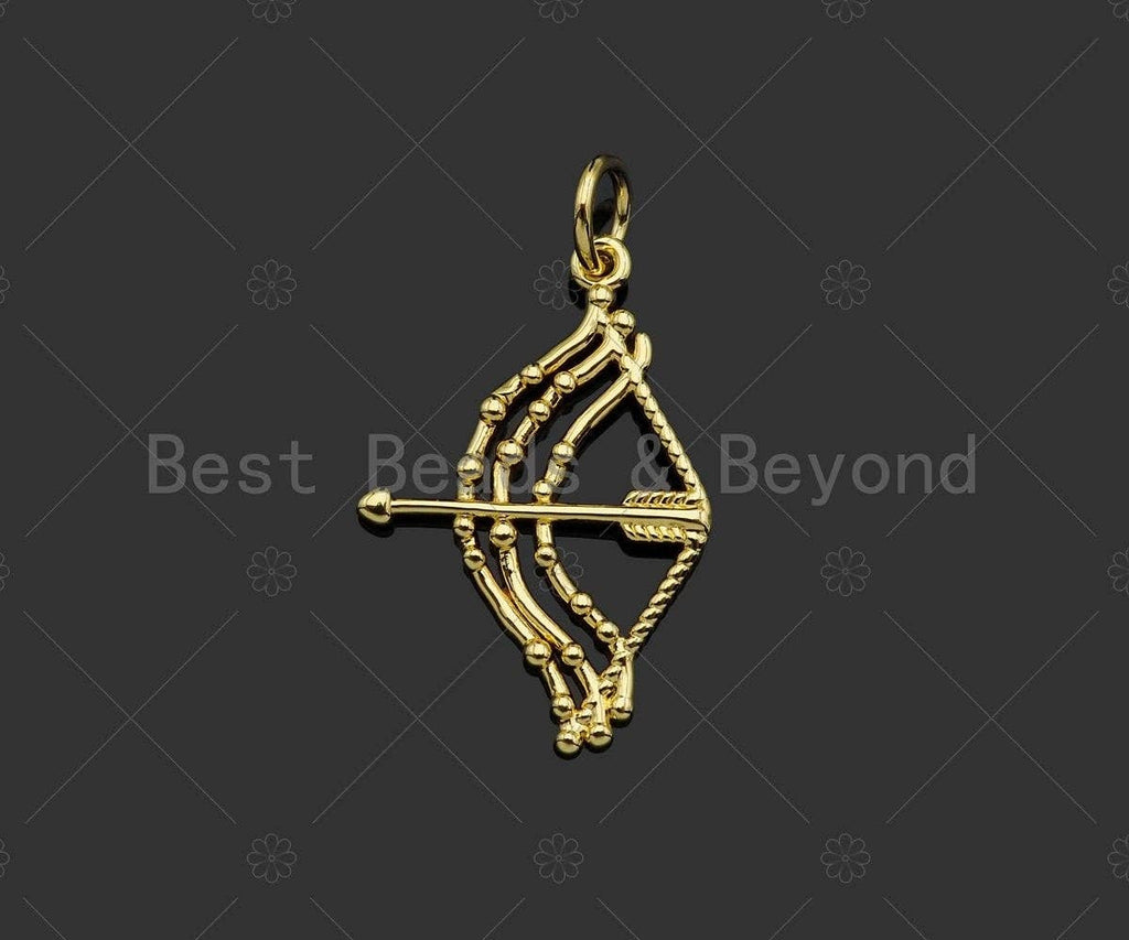 Gold Filled Bow and Arrow Shape Pendant,18K Gold Filled Charm, Necklace Bracelet Charm Pendant, 28x19mm,Sku#Z1371