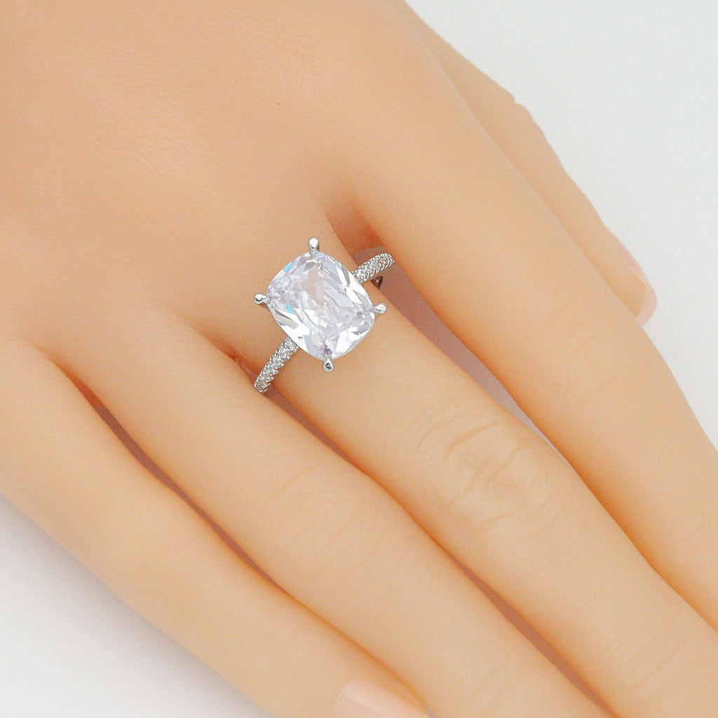 Big Clear Oval CZ Silver Adjustable Ring, Sku#LX775