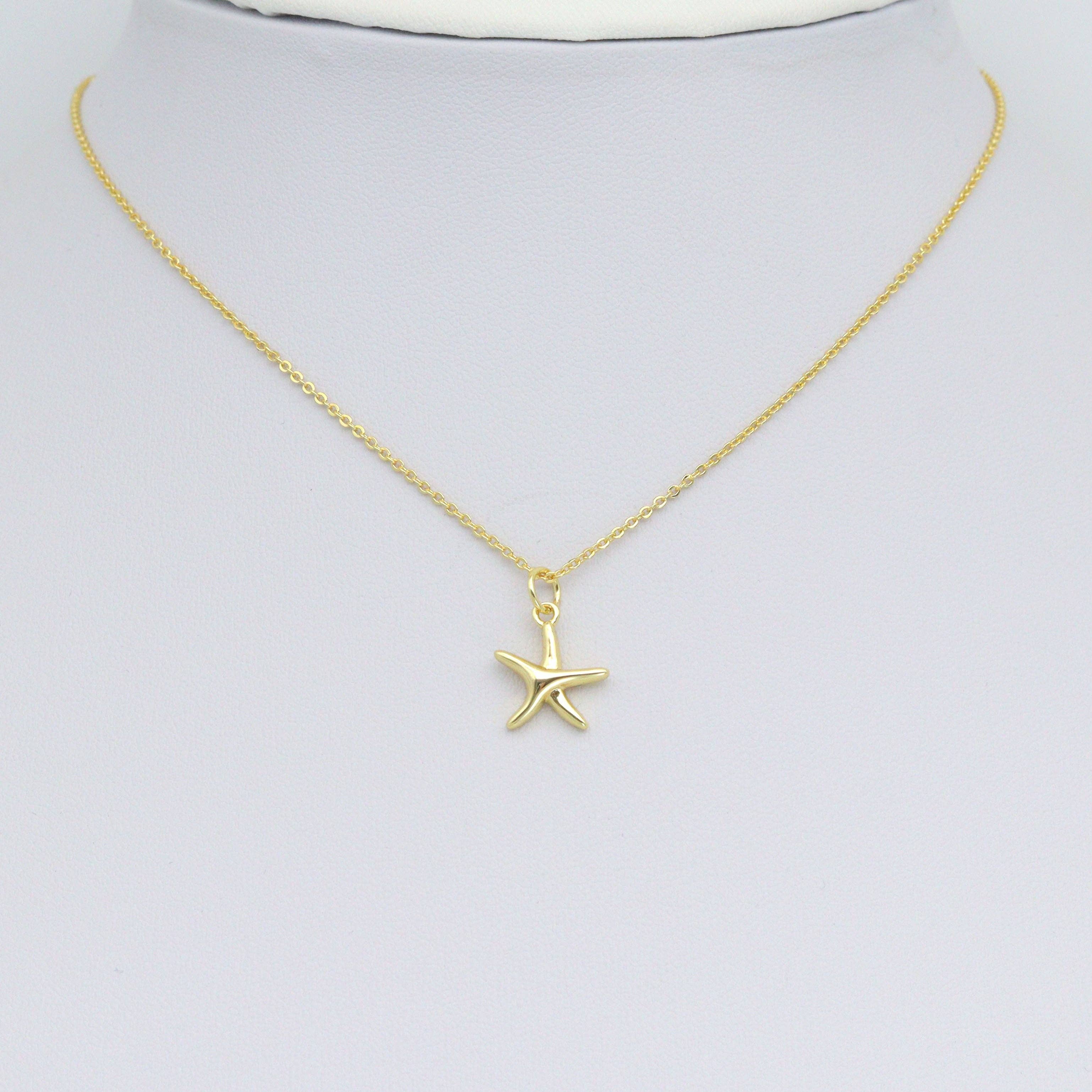 Gold Starfish Charm Pendant, Sku#LD694