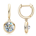 14K Gold Moissanite Hoop Drop Earrings 1.3CT D VVS1 925 Sterling Silver