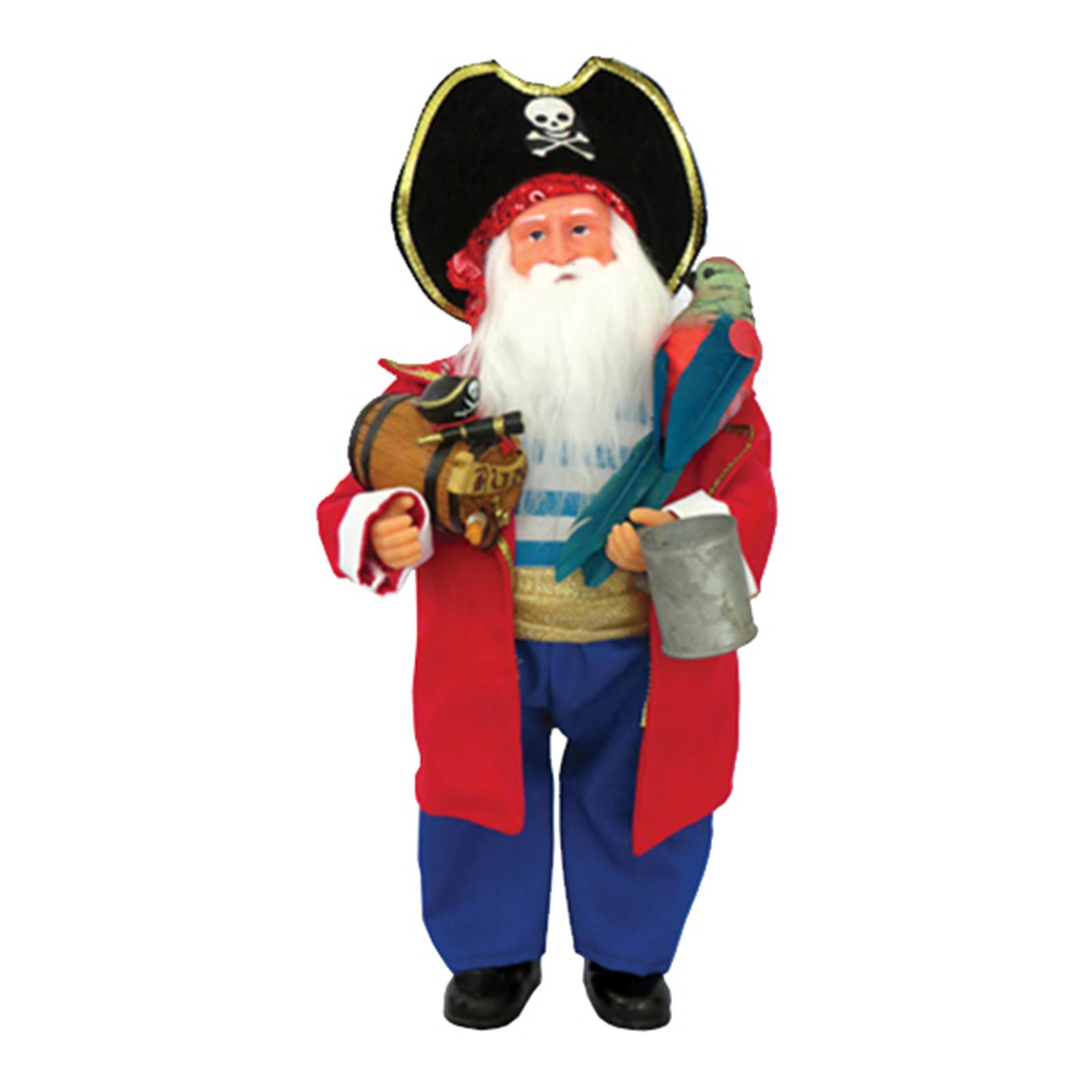 15" Rum Runner Claus with Parrot and Barrel