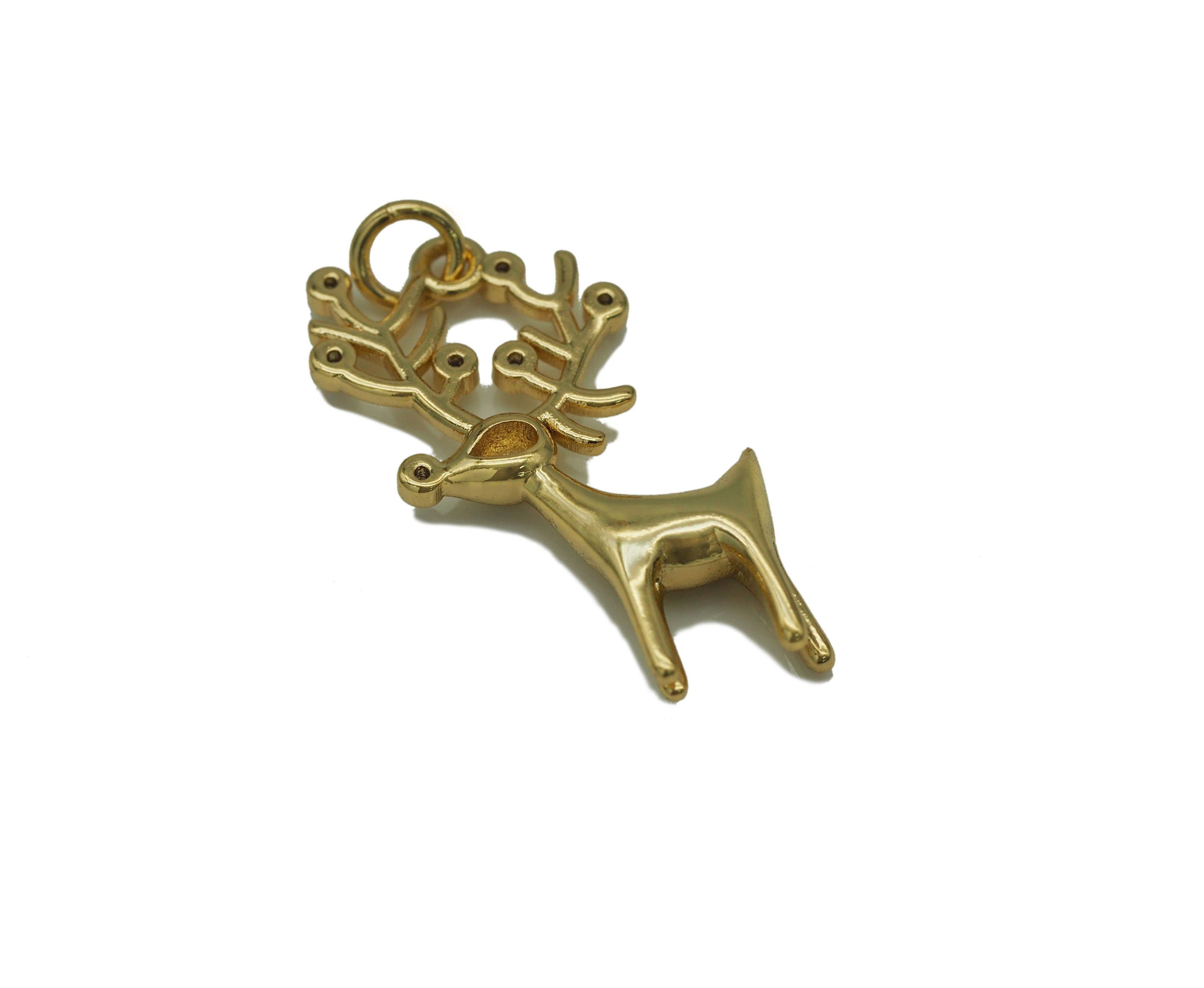 CZ Christmas Reindeer Charm, Sku#F1486