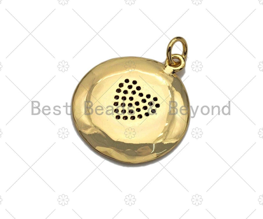 White Enamel Heart On Round Coin Pendant,CZ Micro Pave Enamel pendant,Enamel Charm,Enamel Jewelry,20x23mm,sku#Z1239