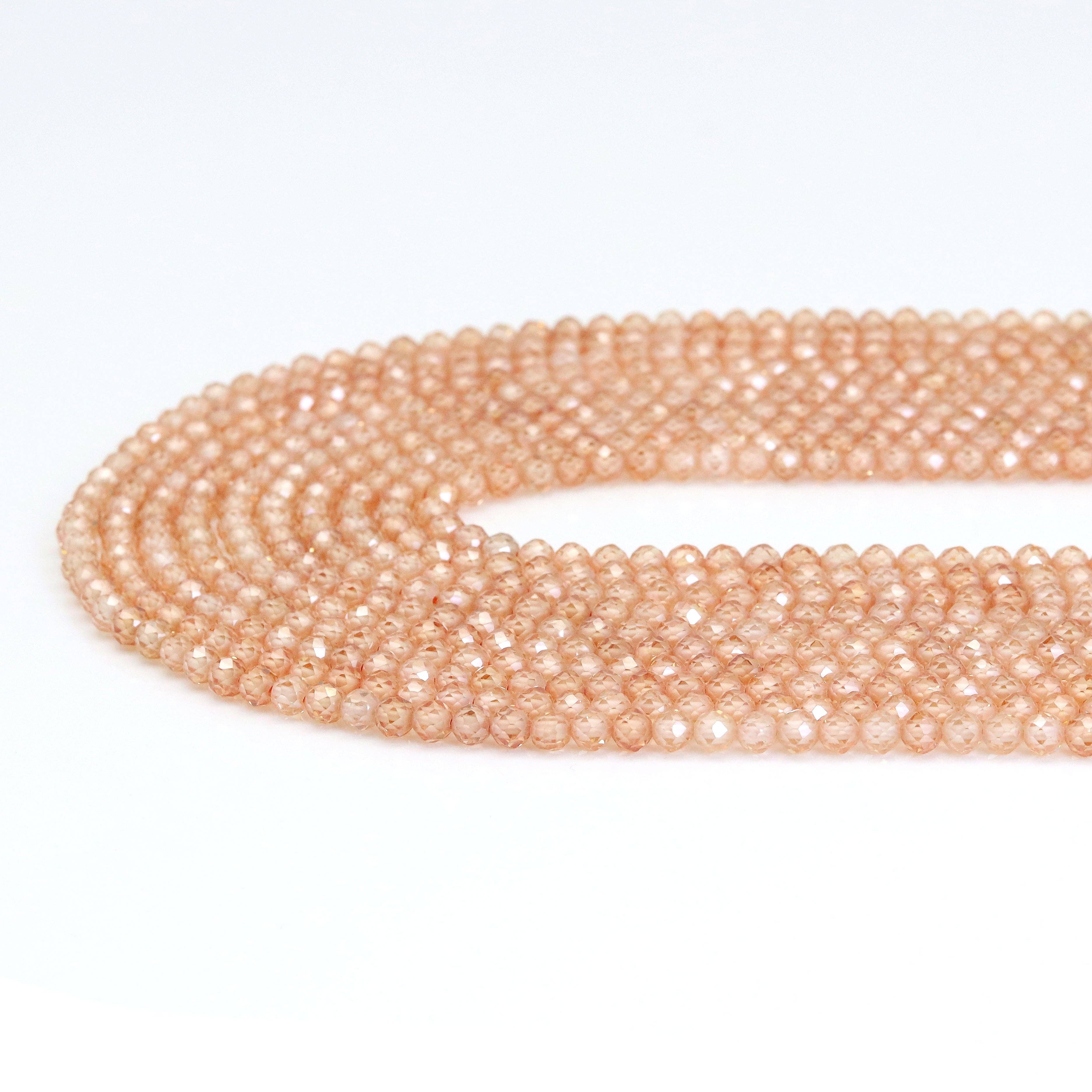 Brown CZ Round Faceted Beads, Sku#U1860