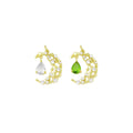 Fancy Cresent Moon With Clear Green Teardrop Pendant Charm, Sku#LK942