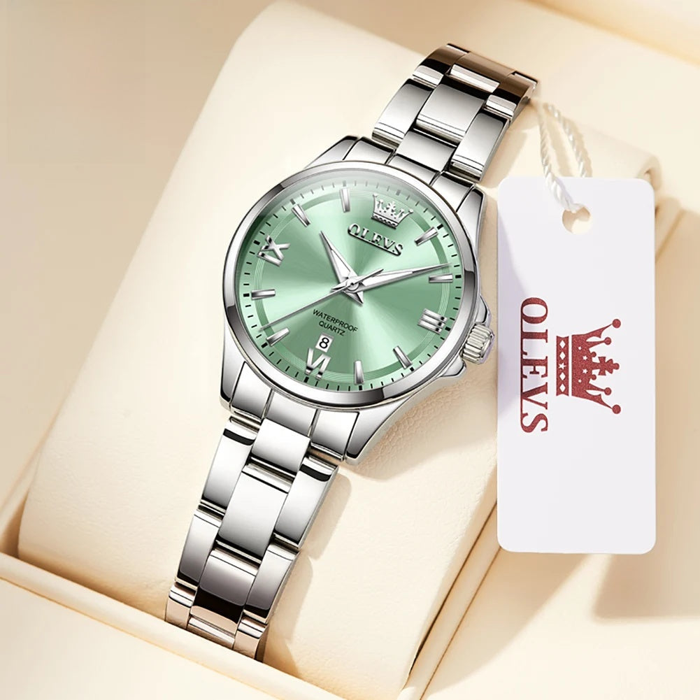 Women's Stainless Steel Watch Lavender Dial Calendar