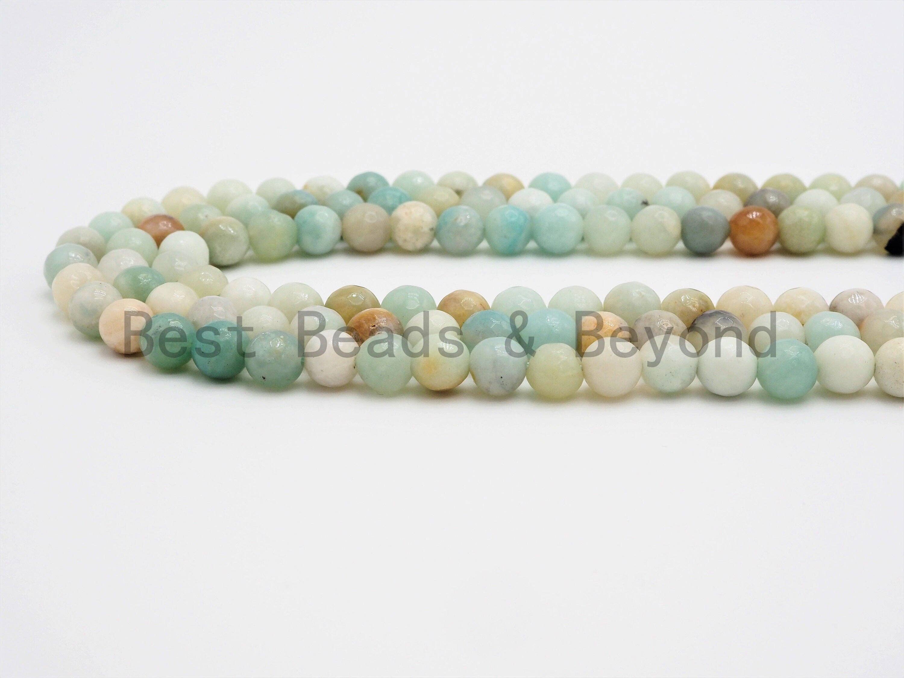Quality Natural Amazonite beads, 6mm/8mm/10mm/12mm, Faceted Round Amazonite Gemstone Beads, 15.5inch strand, SKU#U392