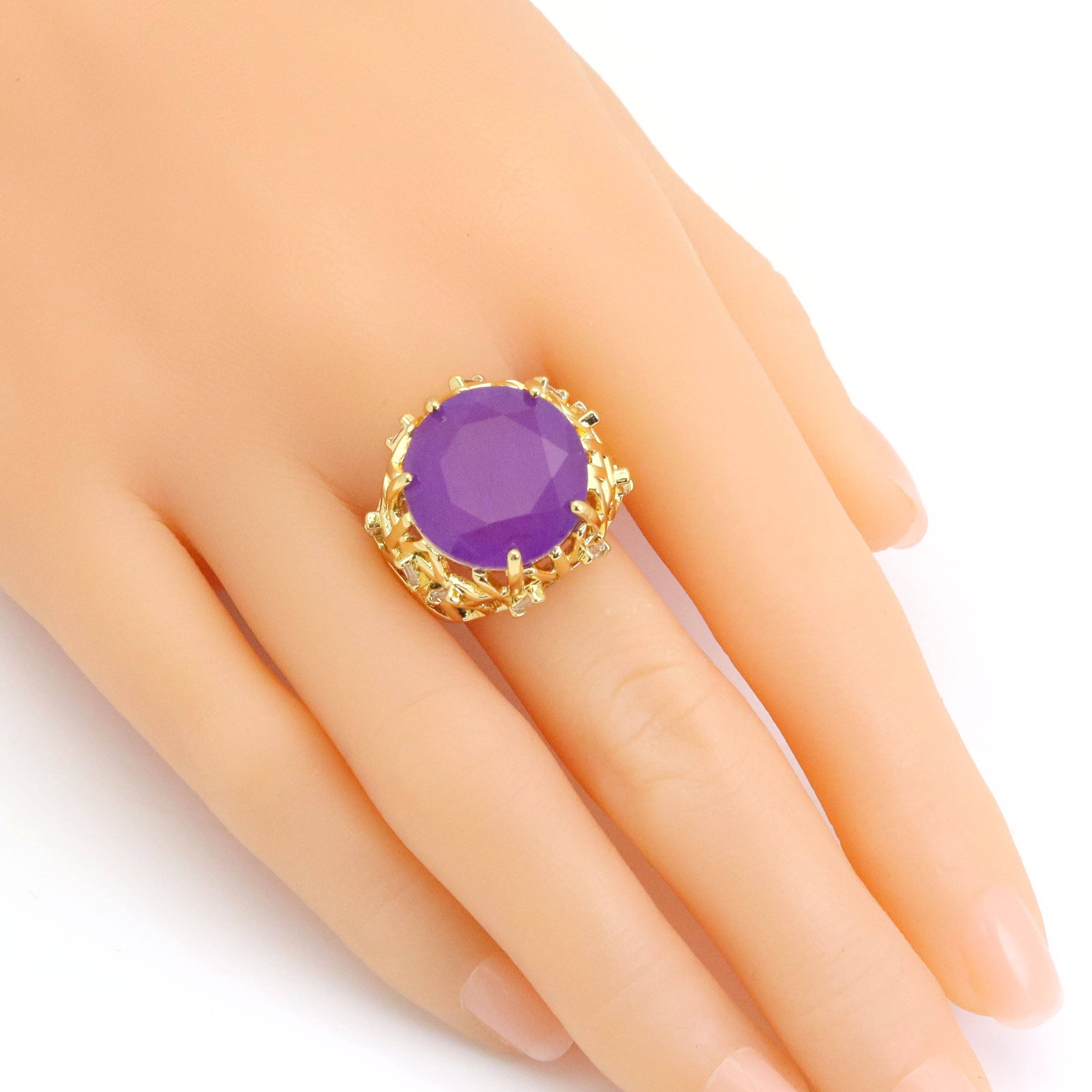 Pink Green Purple Stone Statement Adjustable Ring, Sku#LX437