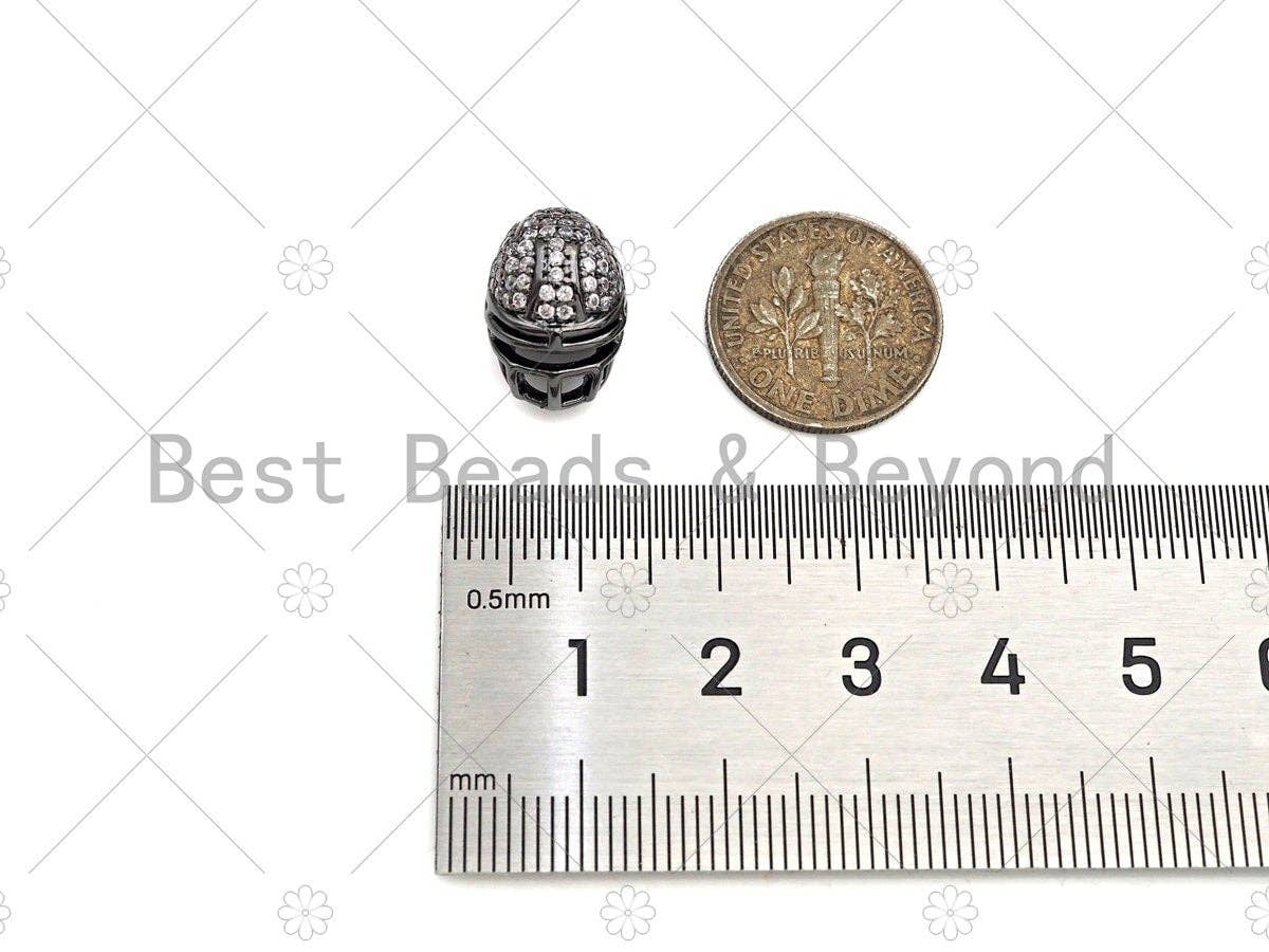 CZ  Micro Pave Football Helmet Shape Beads, Helmet Gold/Silver/Rose Gold Charm Beads, Men's Bracelet Spacer Beads,11x15mm,Sku#Y407