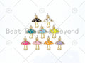Colorful CZ Micropave Mushroom Shape Pendant, 18k Gold Filled Enamel Mushroom Charm, Necklace Bracelet Charm Pendant,16x19mm,Sku#F1428