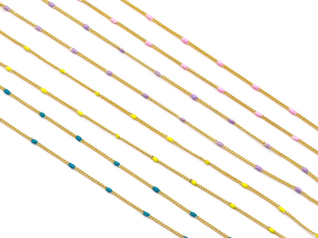 Gold Enamel Evil Eye Chain Necklace, sku#O113