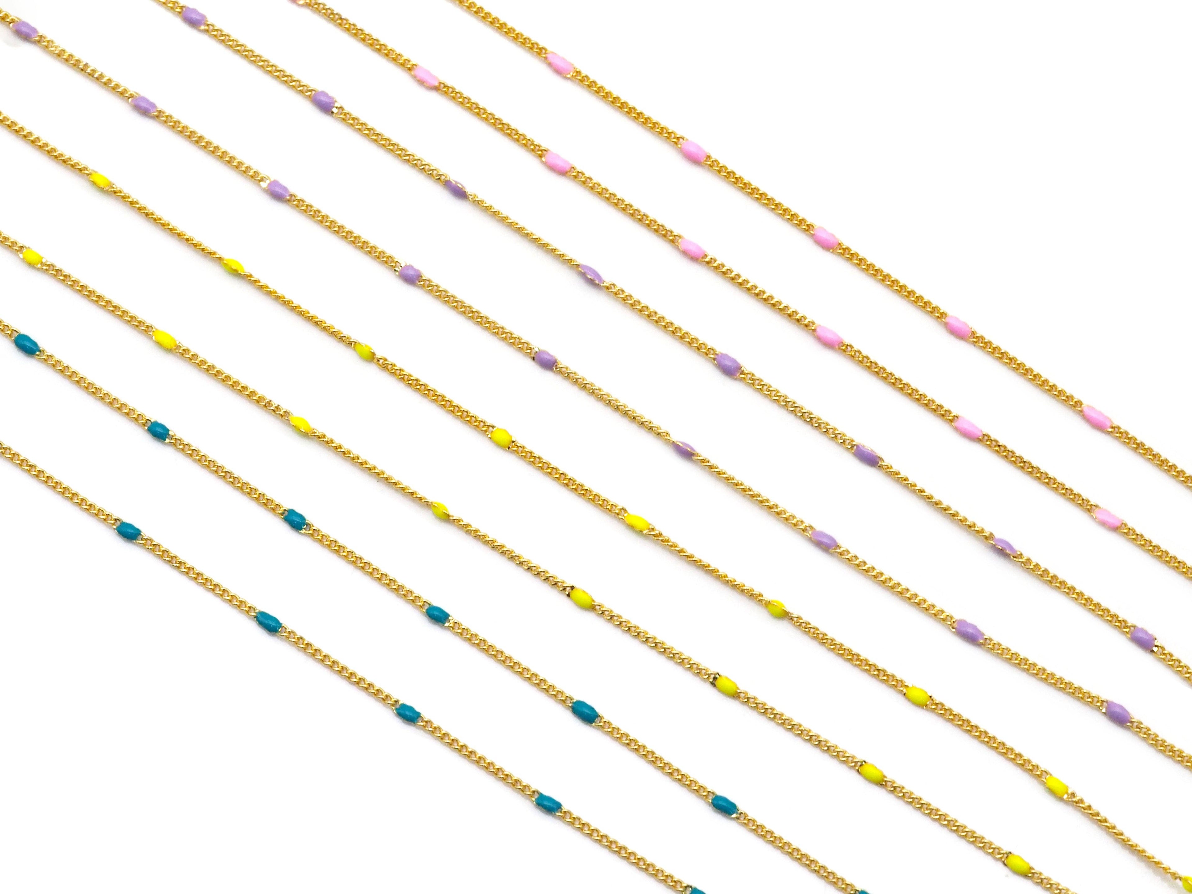 Gold Enamel Evil Eye Chain Necklace, sku#O113