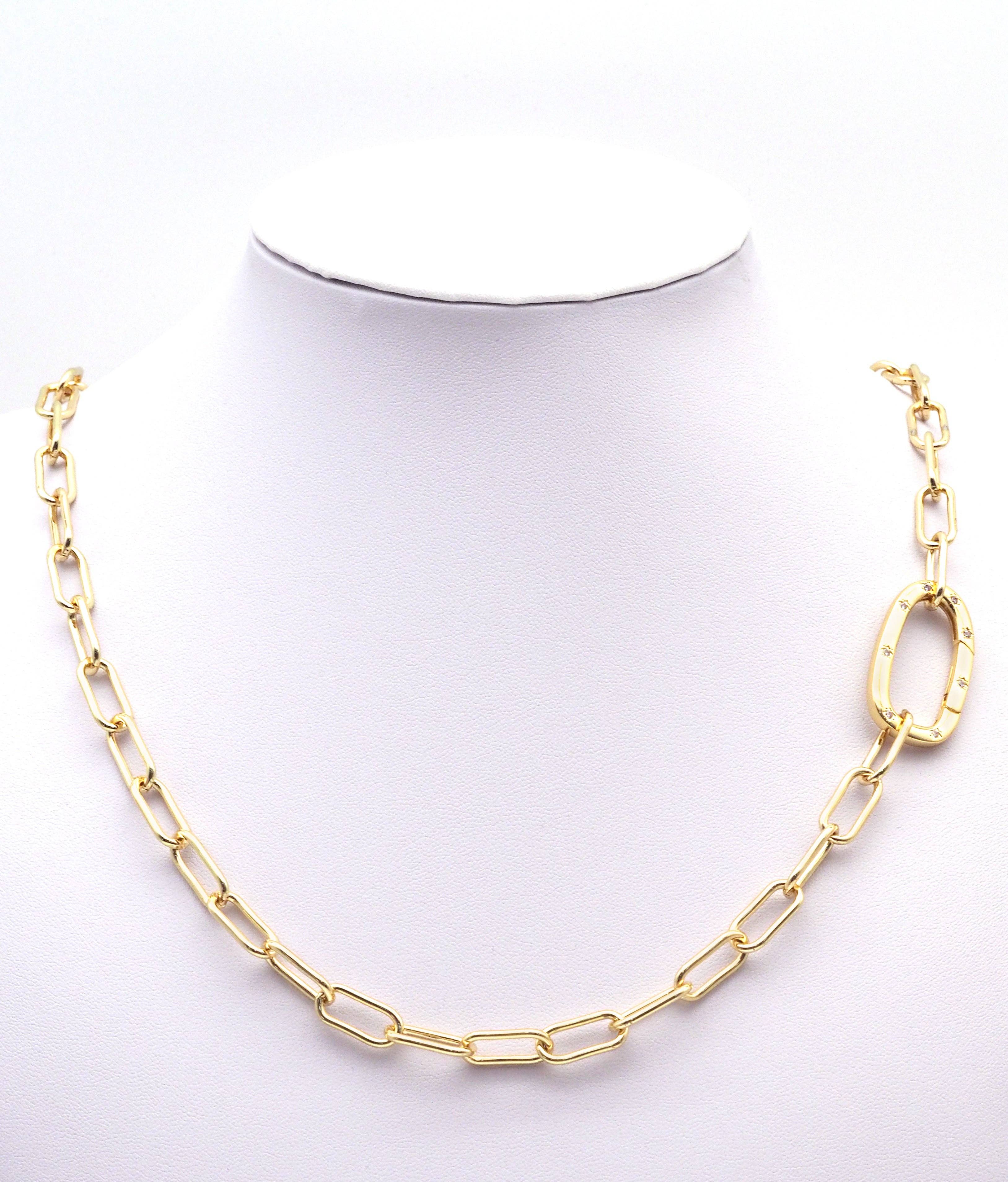 CZ Oval Gold Clasp , Sku#ML64