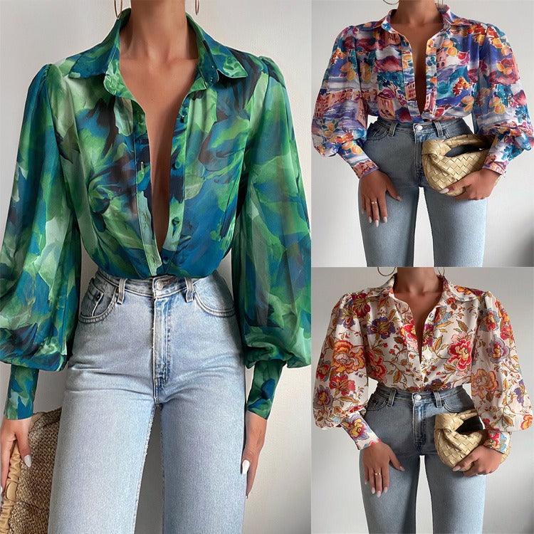 Haut décontracté à manches longues et à simple boutonnage | Mode cow-girl colorée pour tous les jours