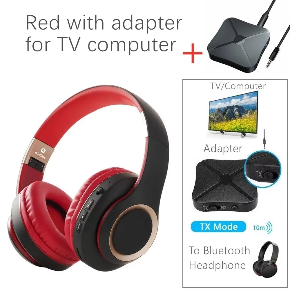 15 Hours Play Wireless Headset Bluetooth Television Headphone with Mic,Bluetooth Adapter Built-In Battery,For TV Computer