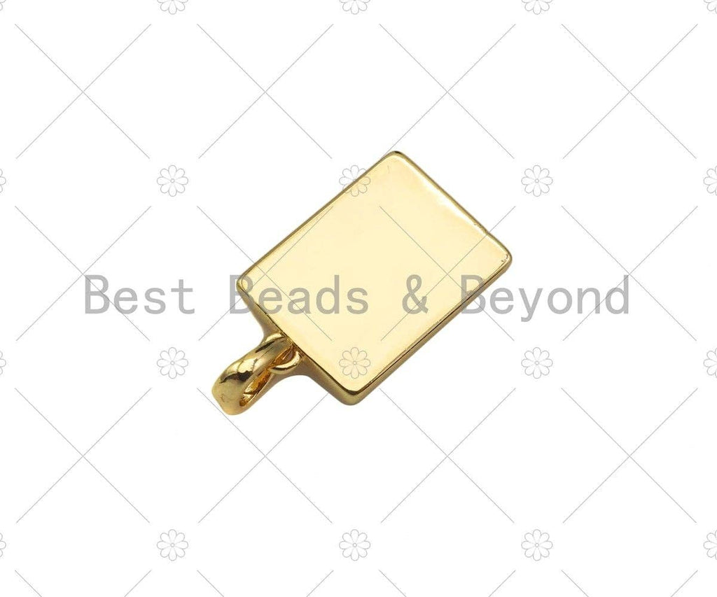 Chinese Wealth Character Rectangle Shape Pendant, 14K Gold Medallion Charm, Rich Charater, Necklace Bracelet Charm Pendant,9x14mm,Sku#ZX11