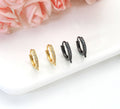 CZ Round Gold Silver Black Hoop Earrings, Sku#Y766