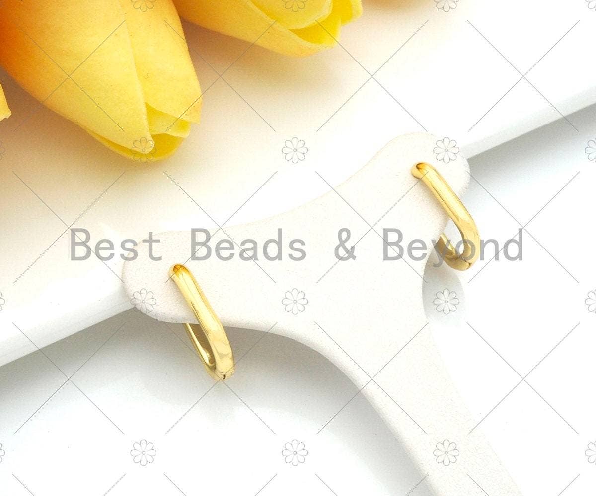 Dainty Gold Rectangle Huggie Earring, Sku#LD57
