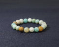 Round Faceted Amazonite Stretchy Bracelet, Sku#EF113