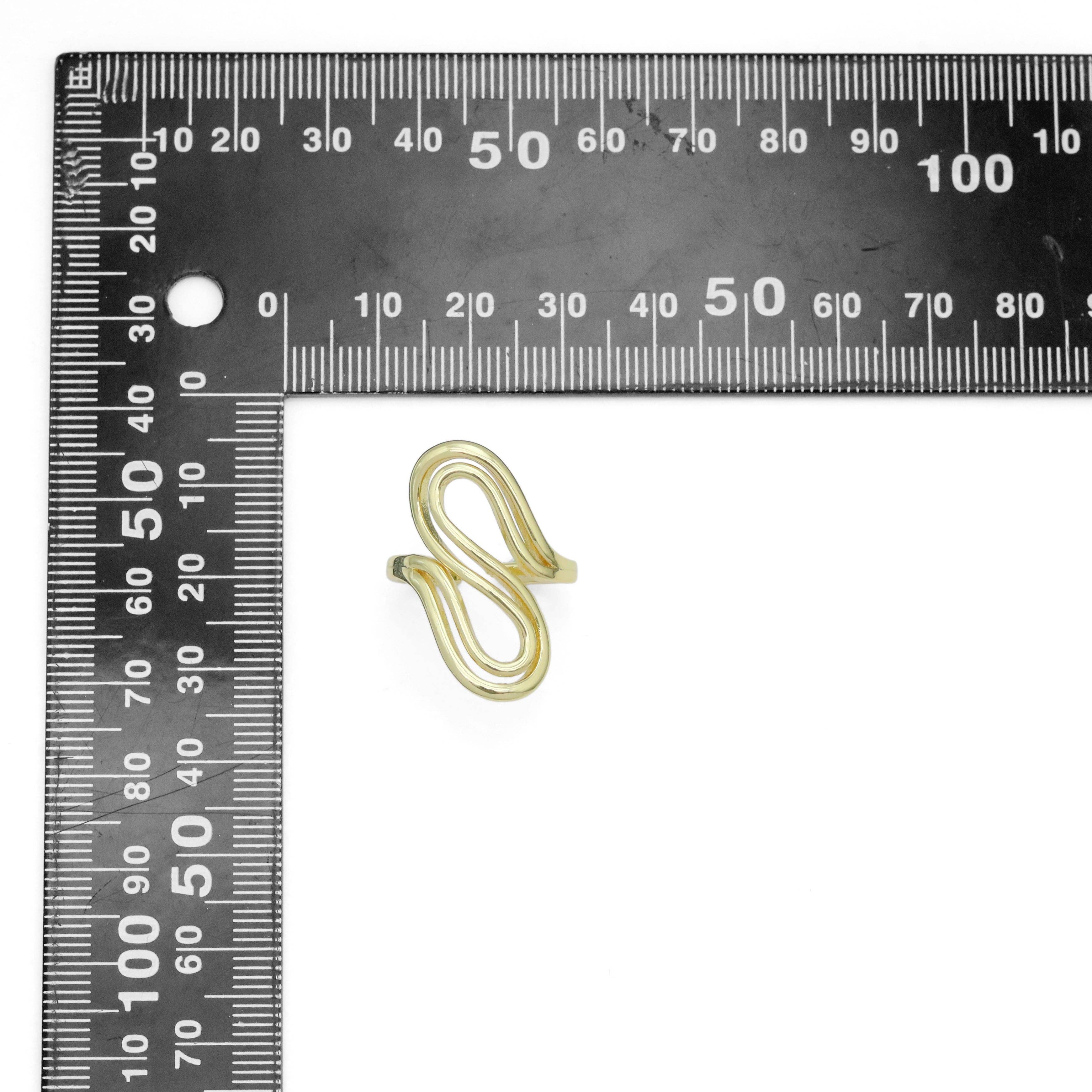 Plain Gold S Hook Shape Adjustable Ring, Sku#LX686