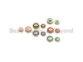 CZ Micro Pave Evil Eye Ball Beads, Gold Finish, 8mm/10mm Black/pink/Royal Blue/Tear Green/Red/Turquoise Blue Eye Pave Beads, Sku#G425