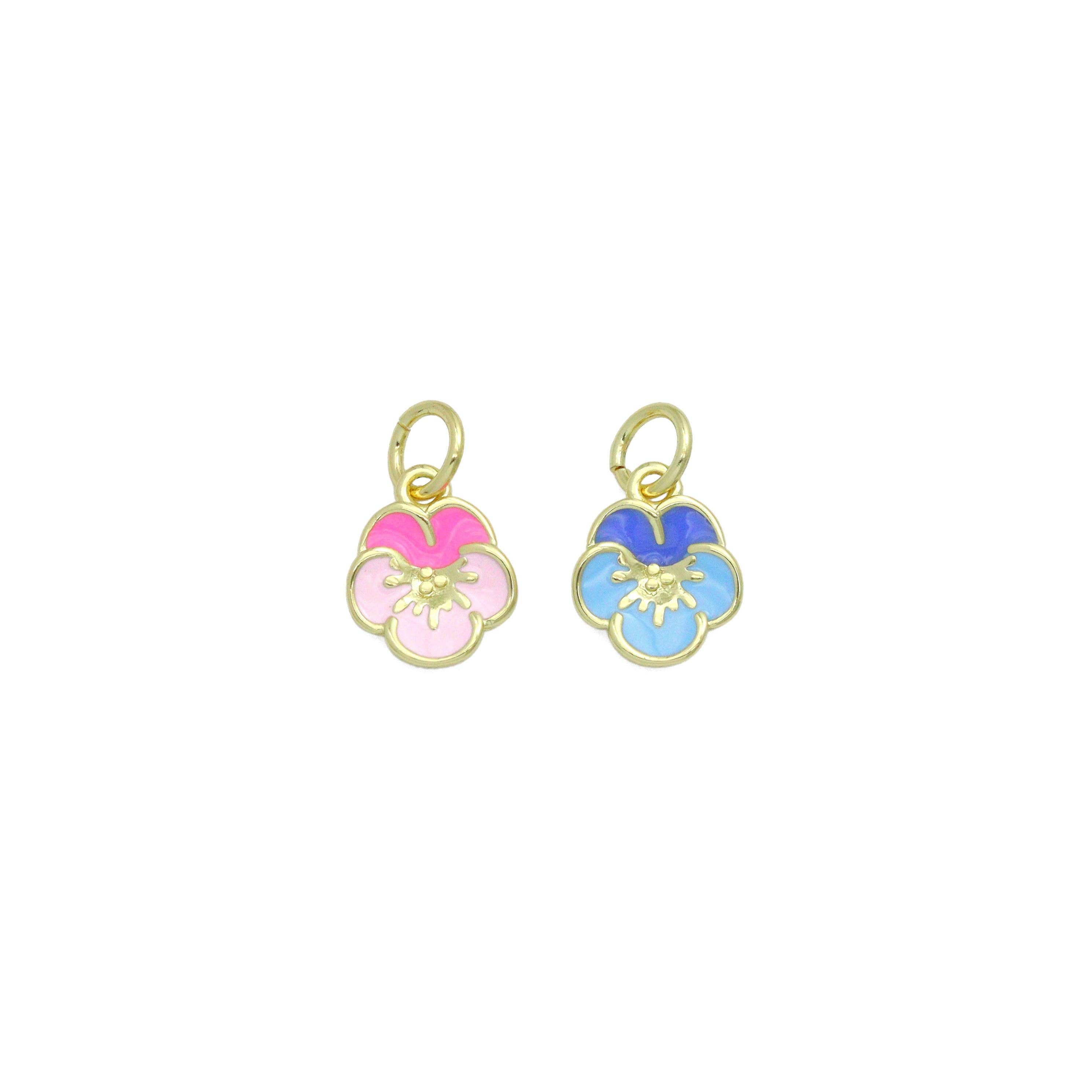 Pink Blue Cherry flower Charm Pendant,Sku#LX870