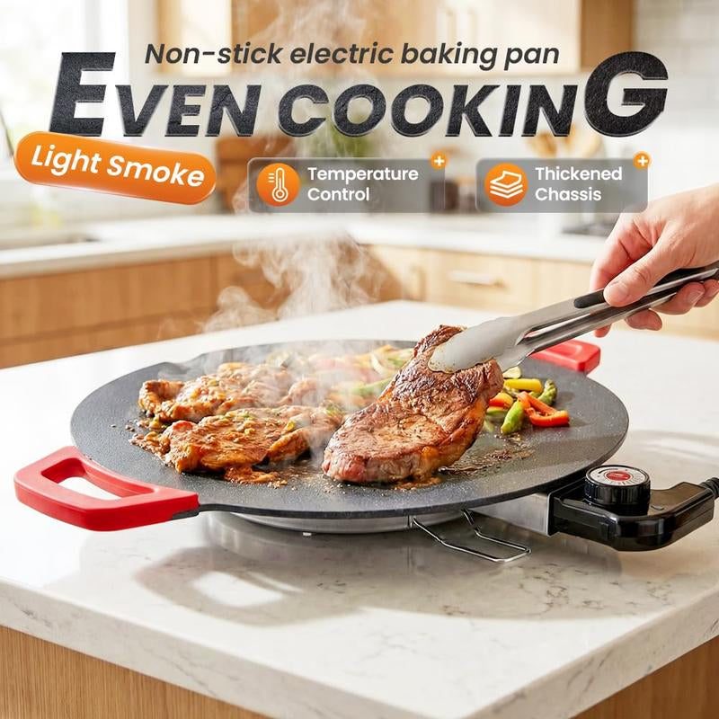 Smokeless Indoor Electric Grill & Nonstick Griddle – Compact, Fast-Heating Tabletop Grill for Steaks, Burgers, Pancakes, BBQ, and Everyday Indoor Cooking
