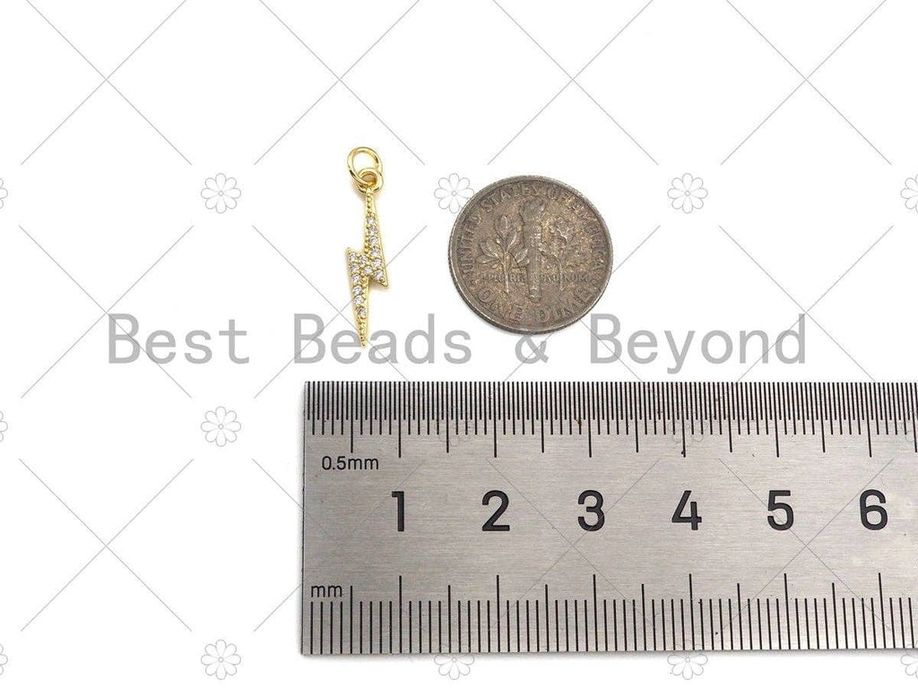 CZ Micro Pave Lightning Shape Pendant/Charm,Cubic Zirconia Charm,Necklace Bracelet Charm Pendant,4x20mm,Sku#LD22