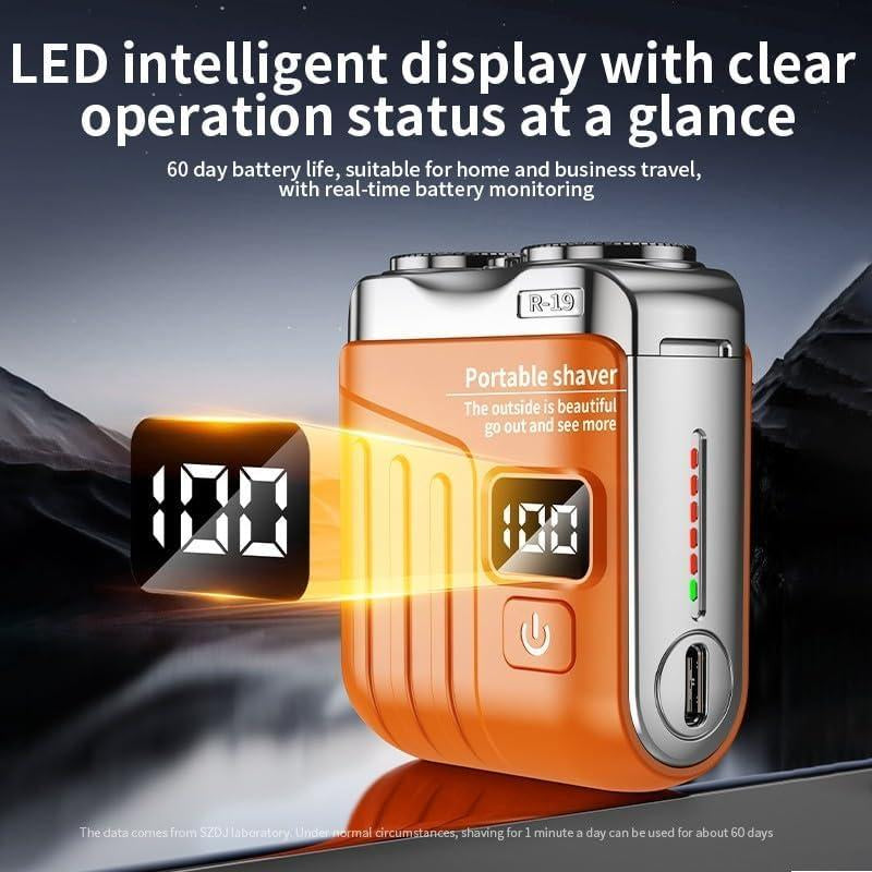 Luggage Electric Shaver R-19 , Beard Shaver Mini and Portable Suitcase Design, Electric Mini Razor Portable Electrics Shavers, USB Rechargeable One-Button Long Lasting for Home Travel`