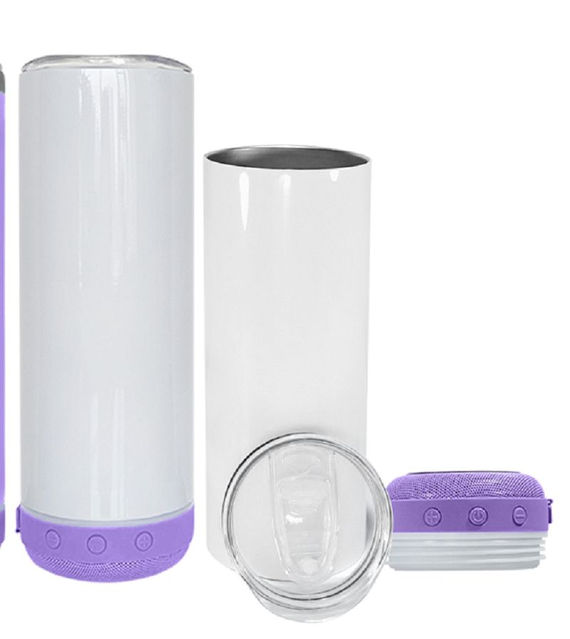 Lot de 20oz Gobelet Bluetooth à sublimation. Gobelets Musicaux avec Couvercle, Haut-parleur et Paille