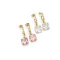 Twisted Hoop with Dangle Square CZ Earrings, Sku#LD414