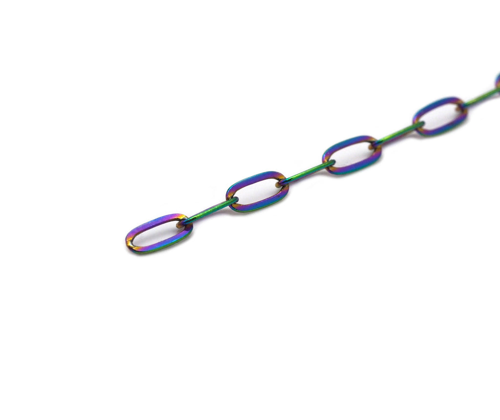 Rainbow Paperclip Small link metal chain, sku#LX112