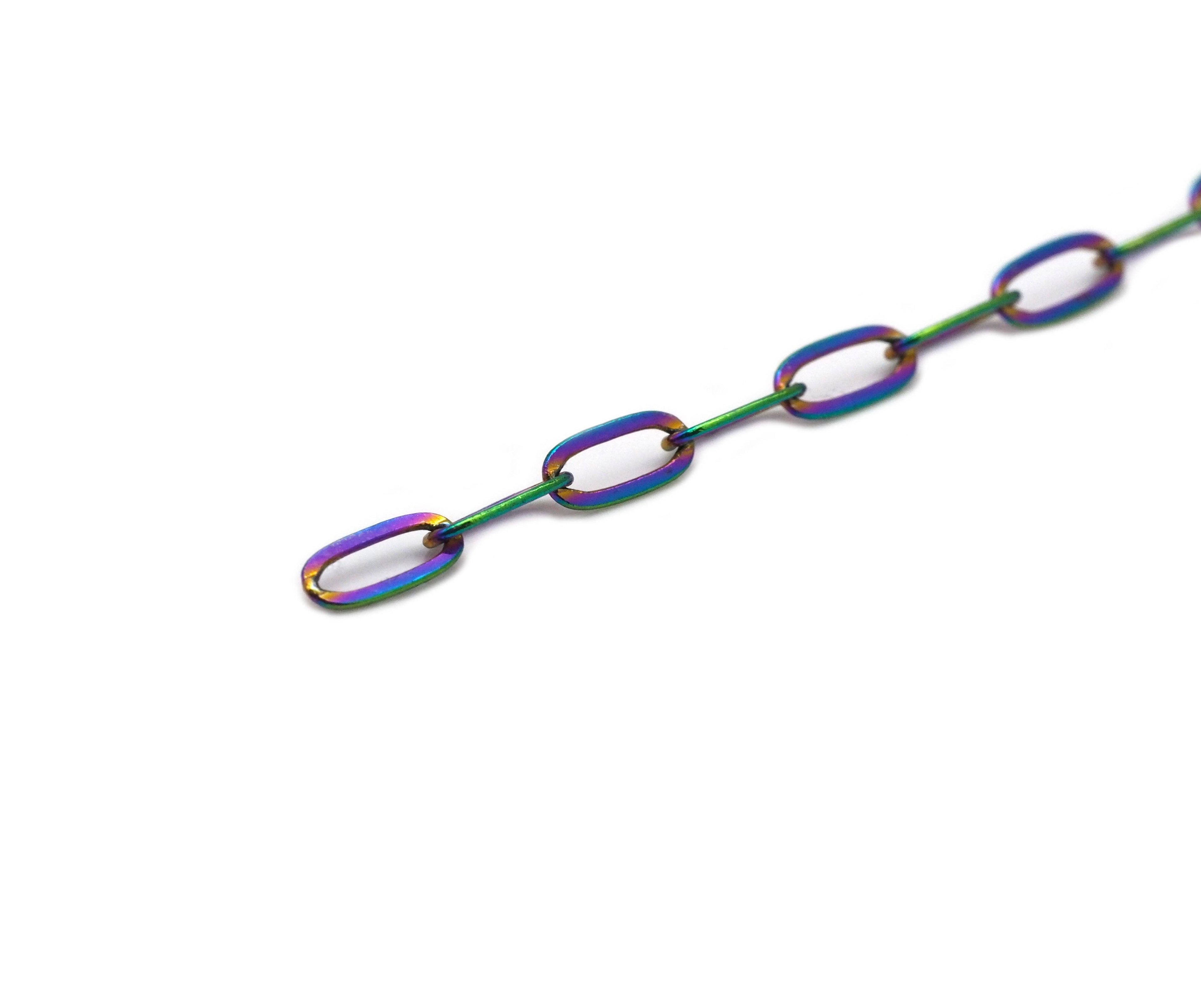 Rainbow Paperclip Small link metal chain, sku#LX112