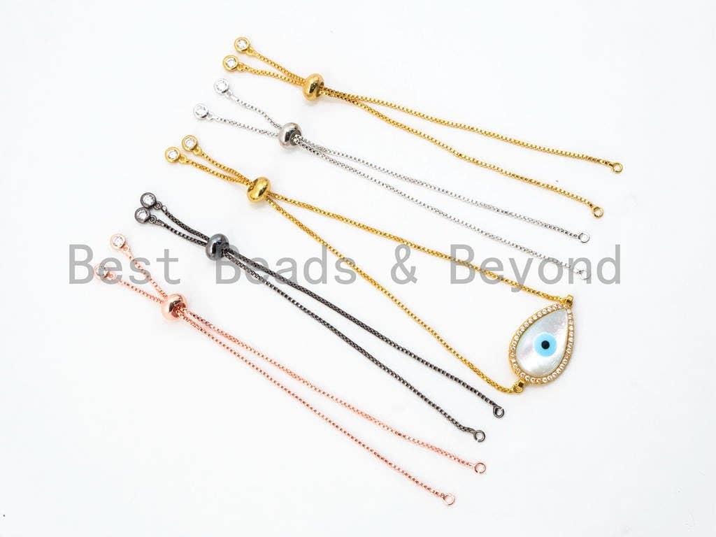 1/5/10/50pcs Sliding Adjustable Bracelet Making Chain, half-finished bracelet, Rubber stopper beads, connector link finding Box Chain, #P14