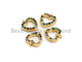 CZ Multi-Color Micro Pave Heart Charm, Heart Shaped Pave Charm, Gold plated small heart charm, 9x10mm, Sku#B116