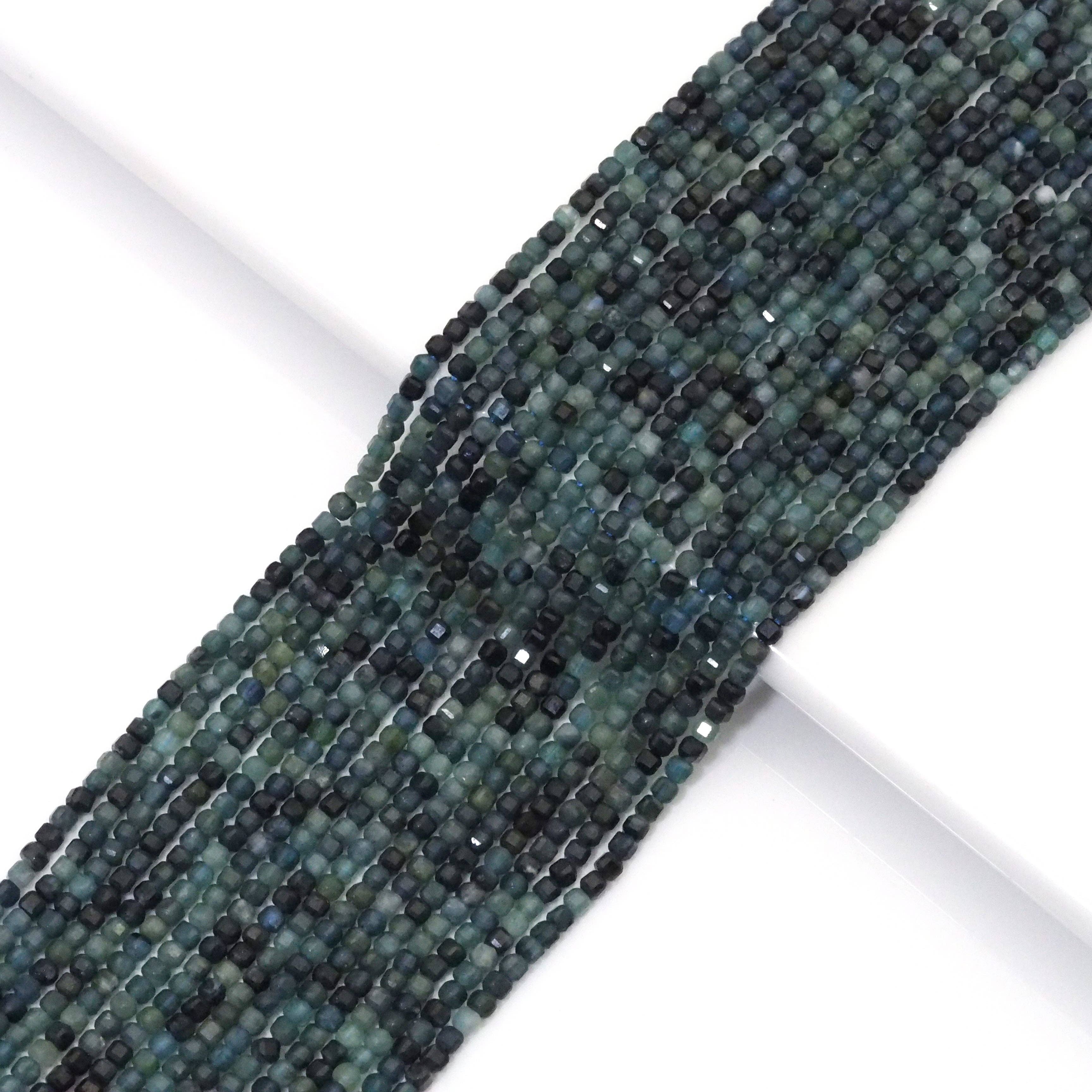 Genuine Blue Tourmaline Faceted Cube Beads, 2.5mm, Sku#U1522
