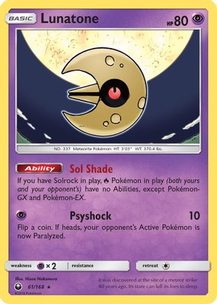Lunatone 061/168 - SM  Celestial Storm Reverse Holofoil
