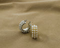 Pearl Triple Line Huggie Earrings, Sku#B153