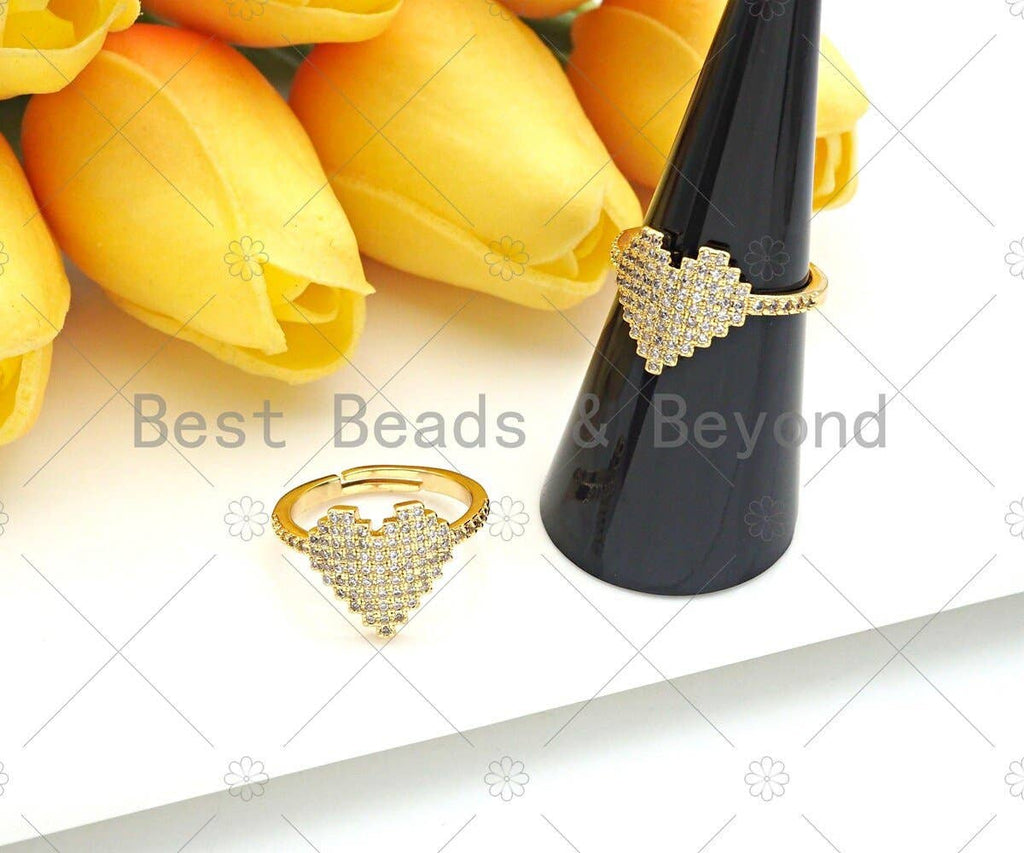 CZ  Heart Shape Adjustable Ring, Sku#X257