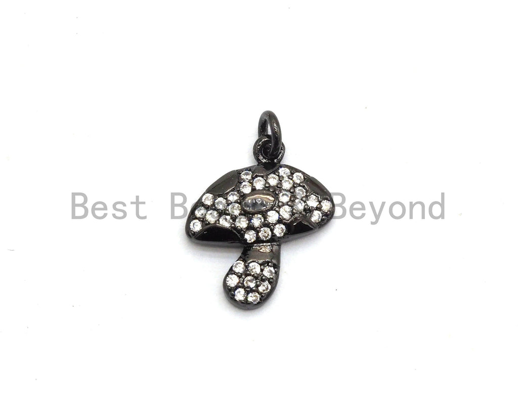 CZ Micro Pave Mushroom Charm Pendant, Cubic Zirconia Pendant,SKU#Y182