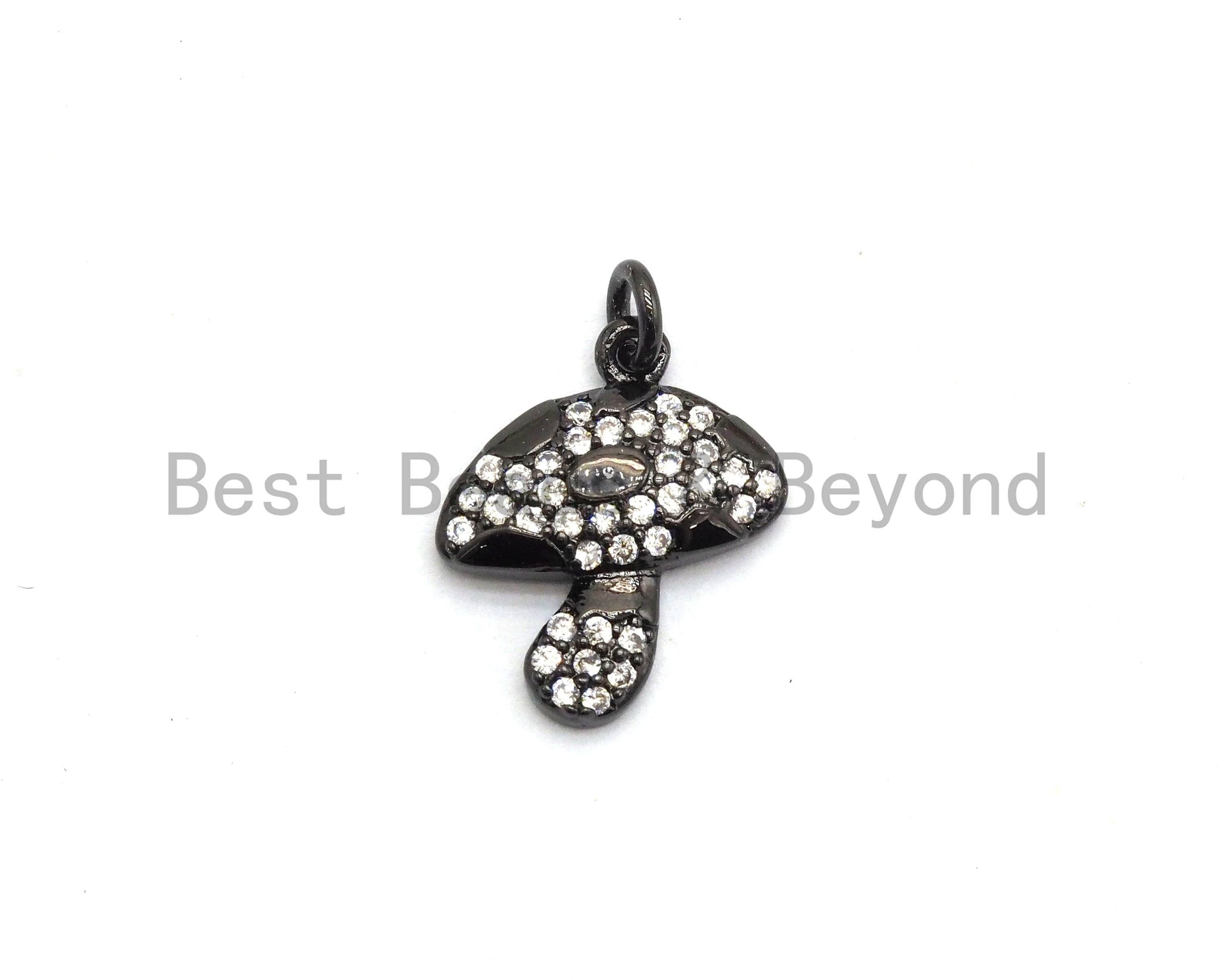 CZ Micro Pave Mushroom Charm Pendant, Cubic Zirconia Pendant,SKU#Y182